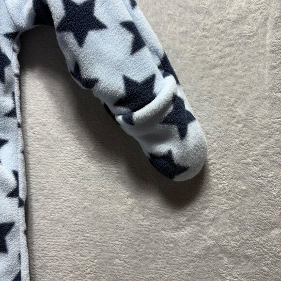 Old Navy Boys Fleece Blue Star Teddy Bear Hooded Footie Bunting 6-12 Month - Picture 2 of 9